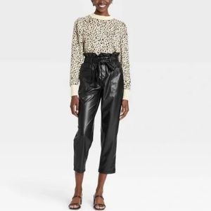 Faux Leather Paperbag Pants